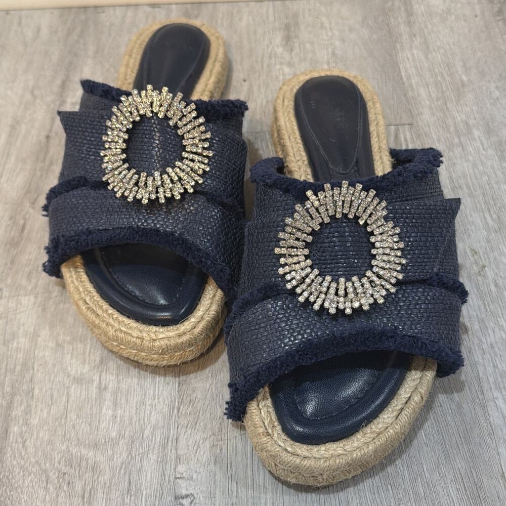 Alexandre Birman US 9.5/39.5 Madelina Flat Raffia Blue Sandals Flats Shoes